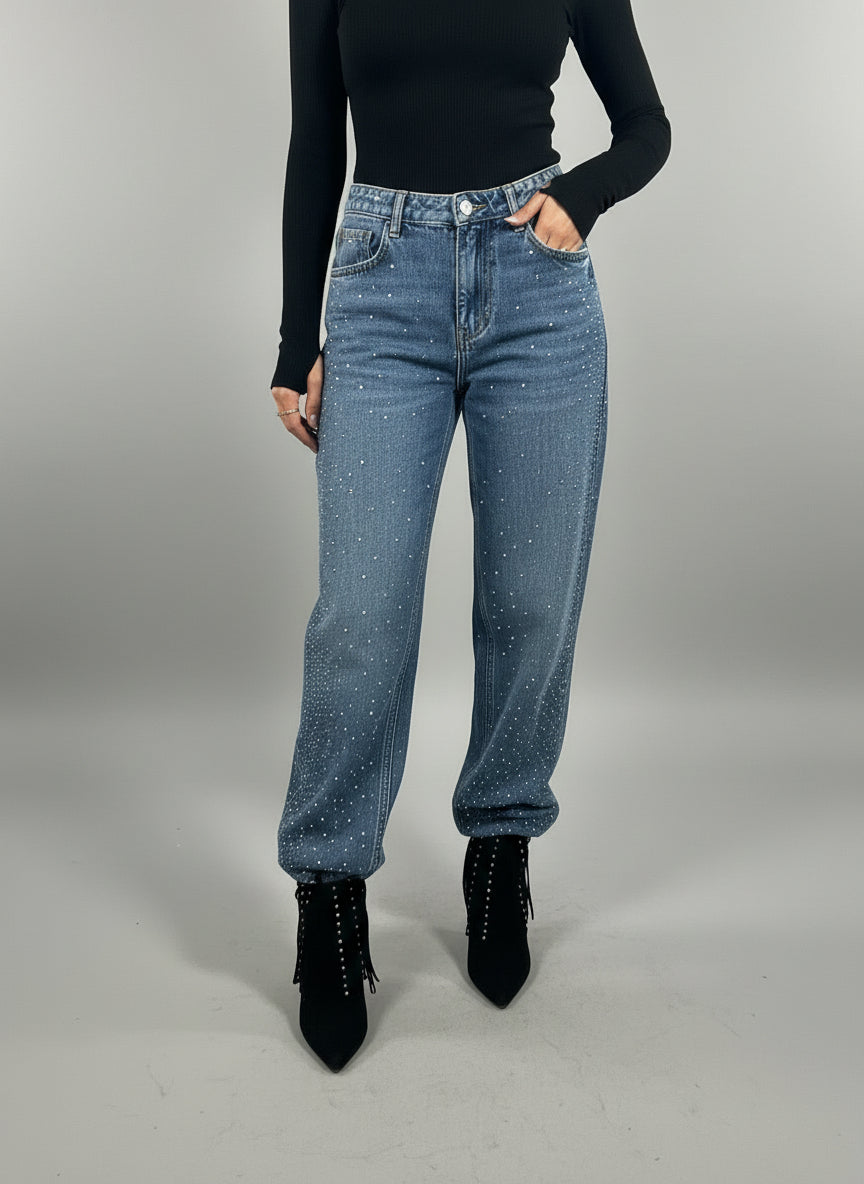 Crystals edge denim