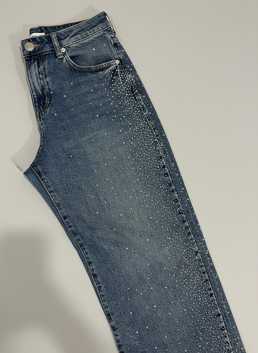 Crystals edge denim