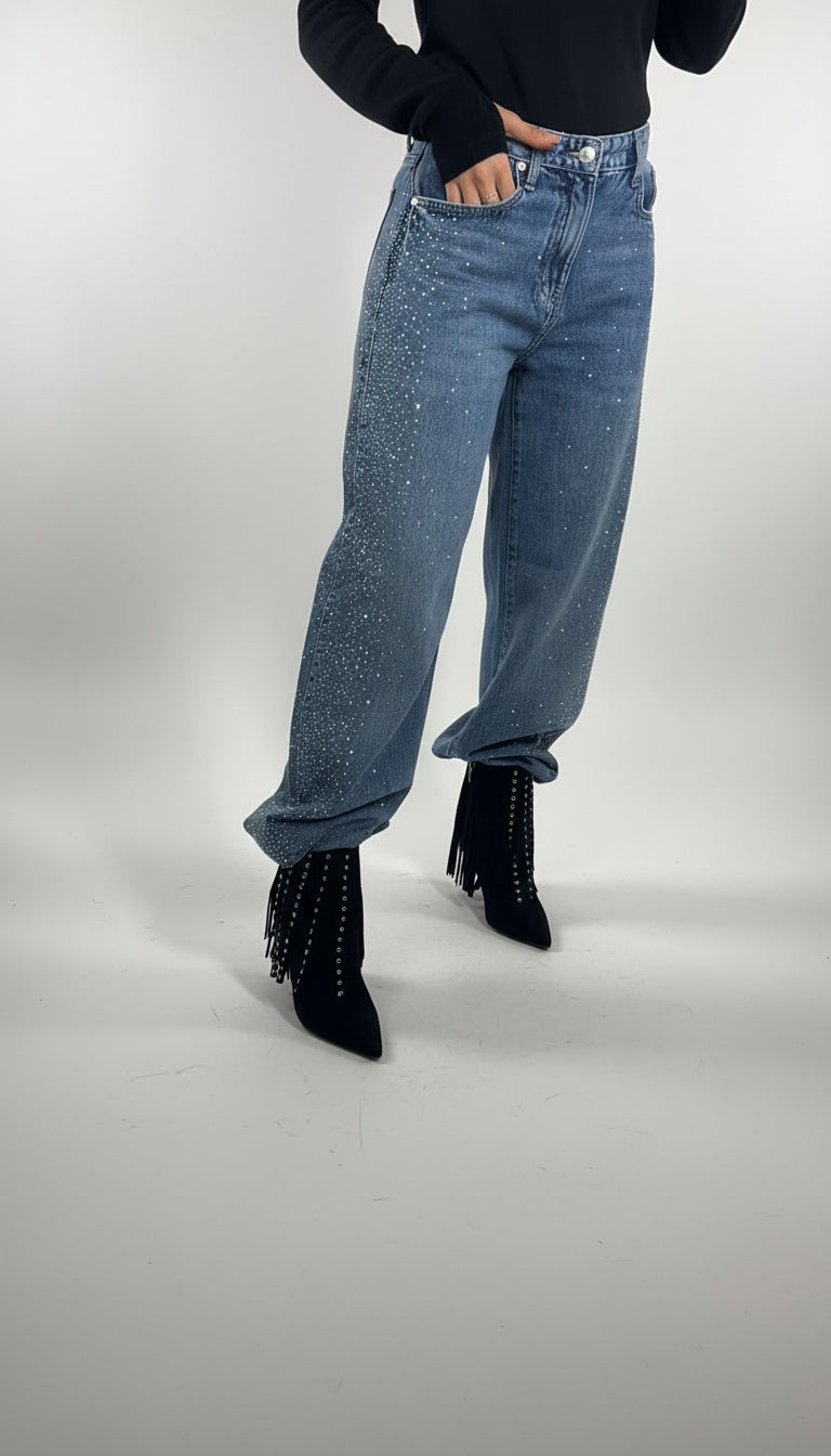 Crystals edge denim